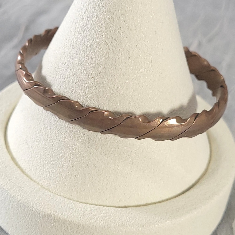 Copper Cuff Bracelet Unisex Copper Twisted Scalloped Rope Design Jewelry